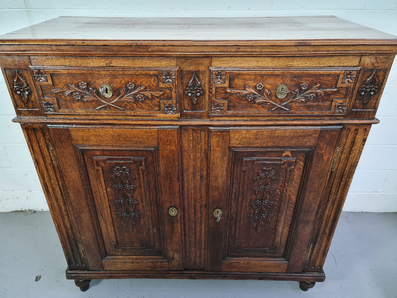 18th Century French Oak Tall Sideboard With Detailed Carvings | Antique & Vintage | Moonee Ponds Antiques | Australia Wide Delivery