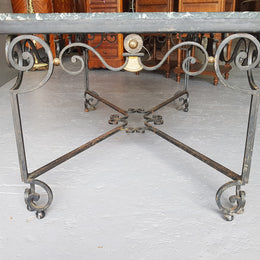 Wrought iron Coffee Table With An Attractive Green Marble Top