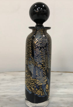 Nick Wirdnam Long Black & Gold Art Glass Scent Bottle | Antique & Vintage | Moonee Ponds Antiques | Australia Wide Delivery