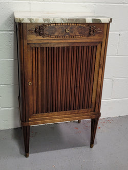 Louis XVI Style Art Deco Walnut Marble Top Side Cabinet | Antique & Vintage | Moonee Ponds Antiques | Australia Wide Delivery