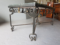 Wrought Iron Coffee Table With An Attractive Green Marble Top | Antique & Vintage | Moonee Ponds Antiques | Australia Wide Delivery