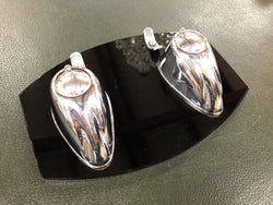 Art Deco Black Glass & Chrome Dual Ink Well | Antique & Vintage | Moonee Ponds Antiques | Australia Wide Delivery