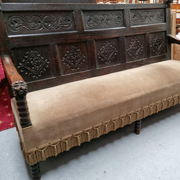 Sensational Antique French Oak Gothic Revival Bench Seat
