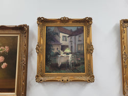 French Antique Oil On Canvas "Garden Scene" In Decorative Gilt Frame | Antique & Vintage | Moonee Ponds Antiques | Australia Wide Delivery