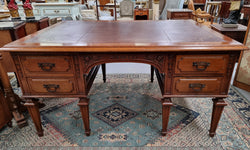 Substantial French Louis XVI Style Oak Partners Desk | Antique & Vintage | Moonee Ponds Antiques | Australia Wide Delivery