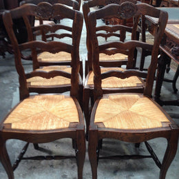 Set 10 French Oak Dining Chairs