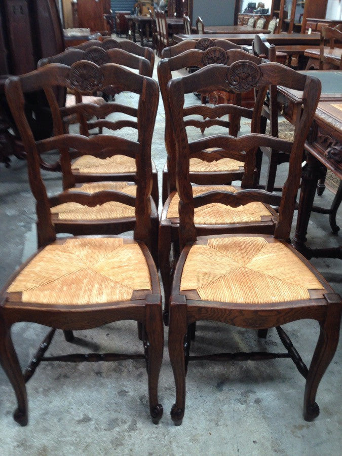 Set 10 French Oak Dining Chairs