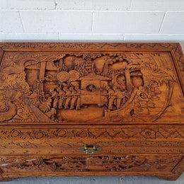 Beautifully Carved Large Oriental Storage Chest. Sourced locally and  is in good detailed condition.