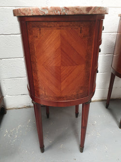 Rare Pair Of Oval Louis XVI Style Inlaid Bedside Drawers | Antique & Vintage | Moonee Ponds Antiques | Australia Wide Delivery