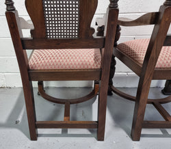 Pair Oak Jacobean Revival Carver Chairs with Cane Back | Antique & Vintage | Moonee Ponds Antiques | Australia Wide Delivery