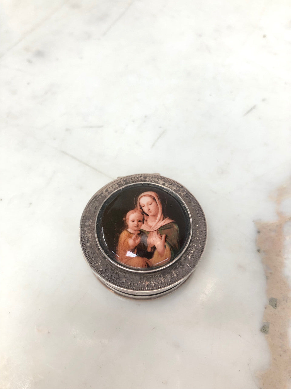 Antique Hand painted Rosary Box