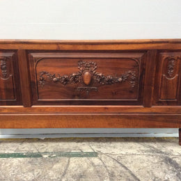 Carved French Walnut Queen Size Bed