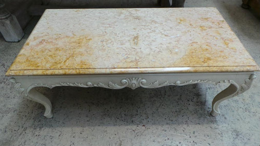 French Painted Marble Top Coffee Table