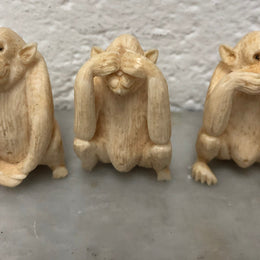Antique carved Ivory Three Wise Monkeys. In good original condition.
