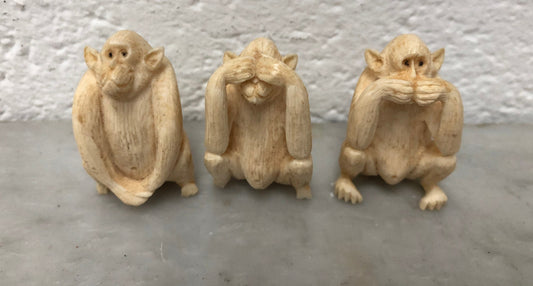 Antique carved Ivory Three Wise Monkeys. In good original condition.