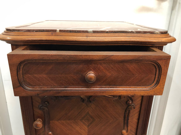 Pair of French Louis XV Style Walnut Bedside Tables