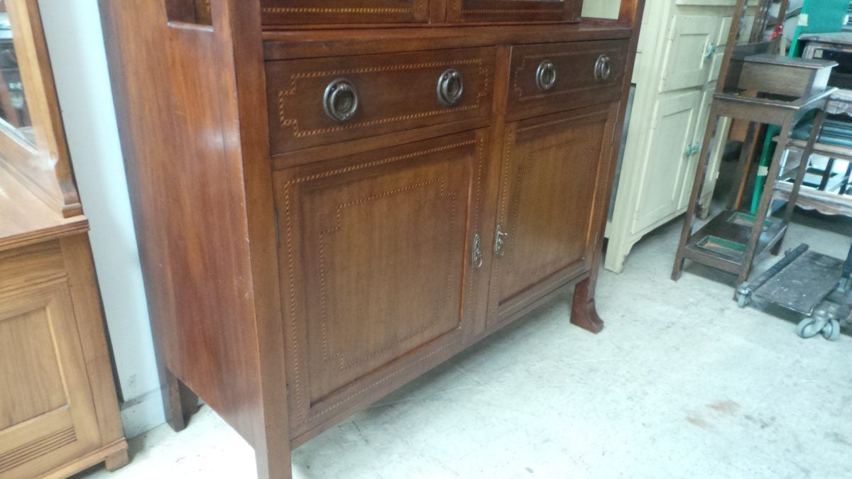 Arts and Crafts Lead Light Bookcase | Antique & Vintage | Moonee Ponds Antiques | Australia Wide Delivery