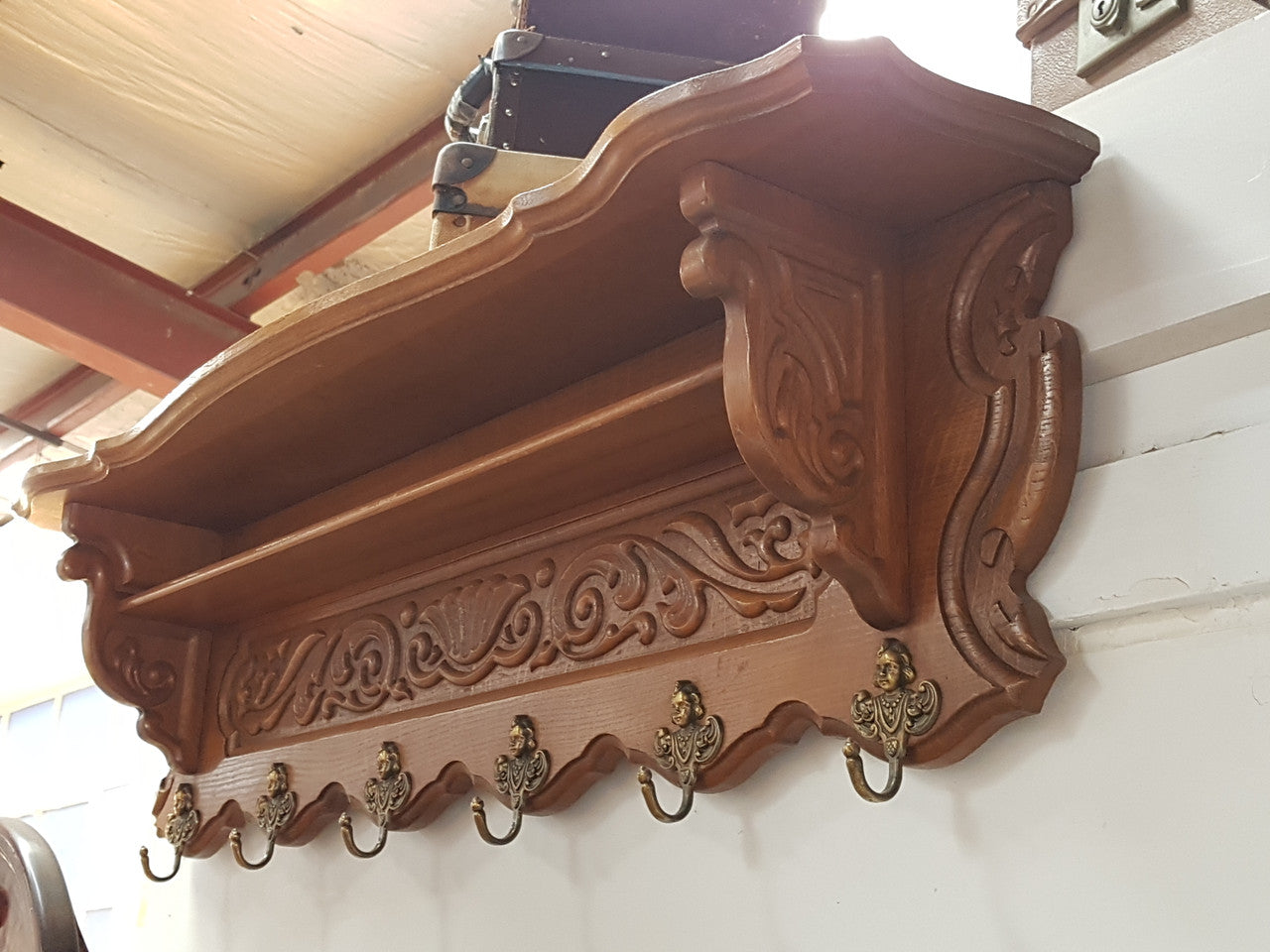 Fabulous French Oak Wall Carved Coat - Hat Rack | Antique & Vintage | Moonee Ponds Antiques | Australia Wide Delivery