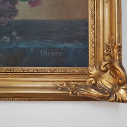 Beautiful Antique Dutch Framed Floral Oil Painting