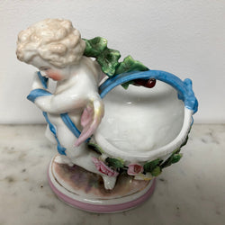 Victorian Ceramic Figure Of Cupid Carrying A Basket | Antique & Vintage | Moonee Ponds Antiques | Australia Wide Delivery