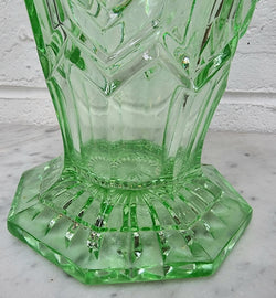 Green Depression Glass Flower Vase With Insert | Antique & Vintage | Moonee Ponds Antiques | Australia Wide Delivery