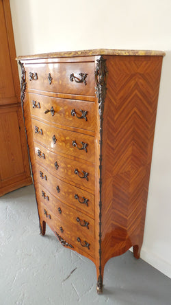 French Louis XV Style Seven Drawer Kingwood Semainier | Antique & Vintage | Moonee Ponds Antiques | Australia Wide Delivery