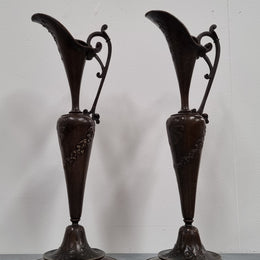 A stunning pair of French Art Nouveau bronze candlesticks. They are of fine quality and in very good condition.
