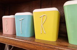 Set of Five Retro Plastic Canisters | Antique & Vintage | Moonee Ponds Antiques | Australia Wide Delivery