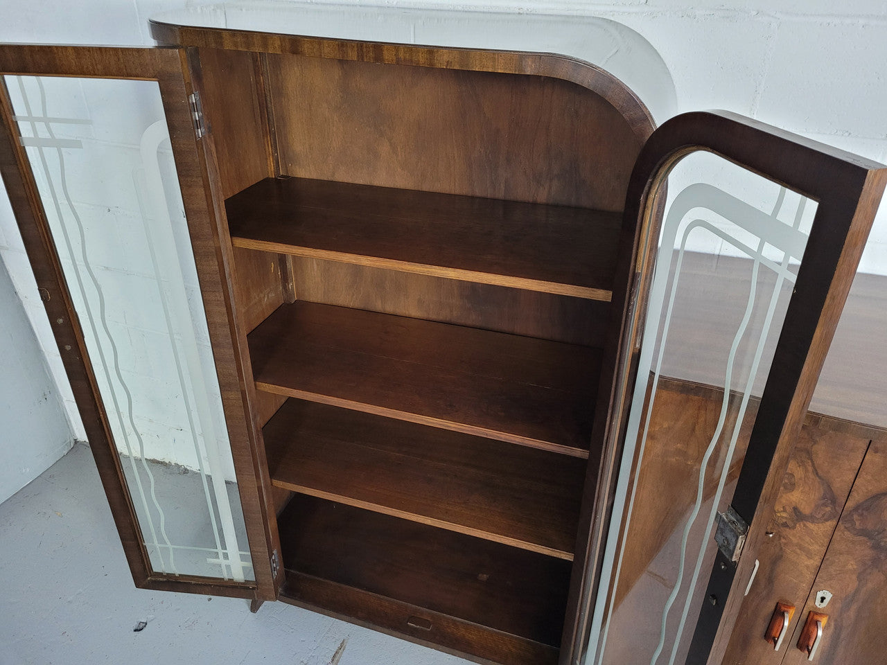 Art Deco Walnut Display - Drinks Cabinet | Antique & Vintage | Moonee Ponds Antiques | Australia Wide Delivery