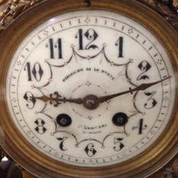 Antique French Gilt Brass Clock Set
