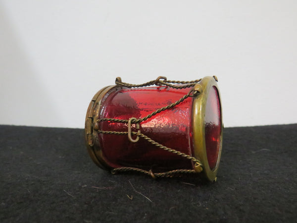 Very Rare Victorian Ruby Glass & Brass Trinket Box