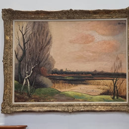 Lovely signed Dutch impressionist oil on board painting of a beautiful landscape. In a lovely decorative frame and sourced from France, in good original condition.