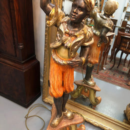 Antique Black Blackamoor Floor Lamp