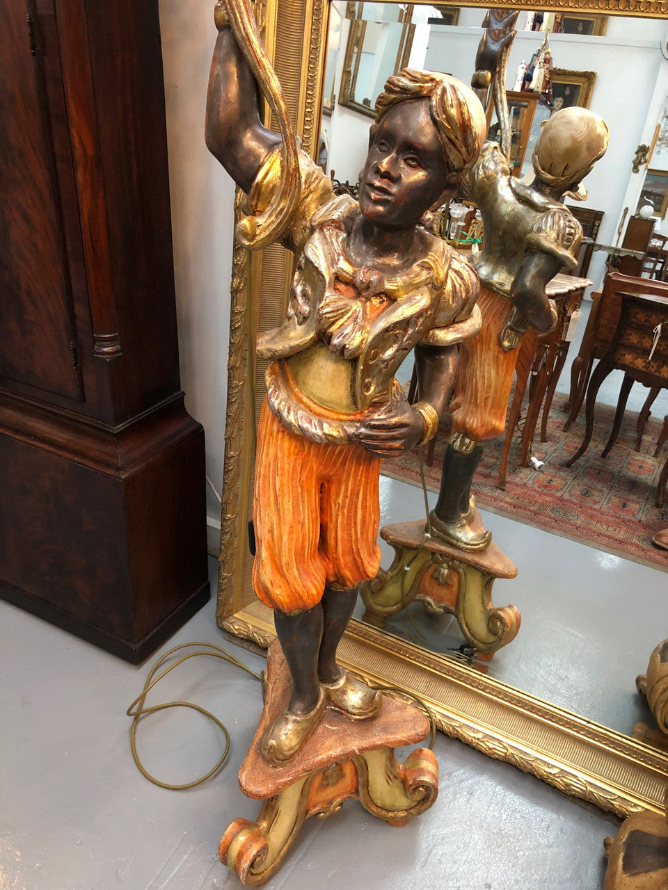 Antique Black Blackamoor Floor Lamp