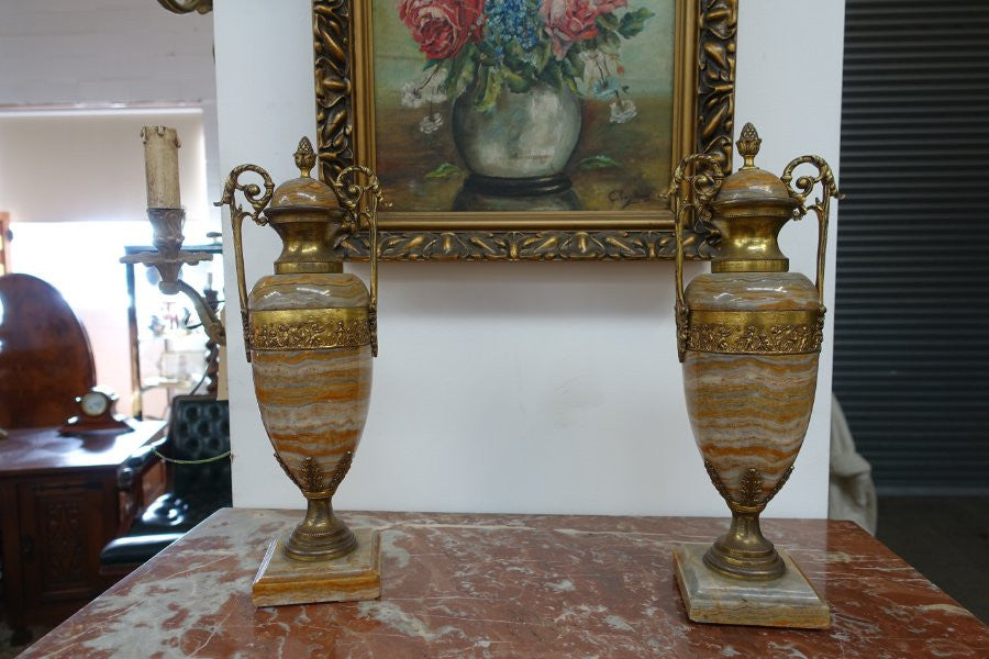 Alabaster And Gilt French Urns