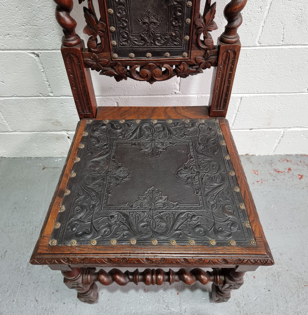 Stunning Set of Six Jacobean Revival Chairs