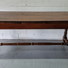 Appealing and rare French Oak Farmhouse extension table. Charming character to the top and comfortably seats 12 people. In good original detailed condition.