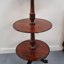 Rare Mahogany Georgian three tier round dumbwaiter. It is in good original condition.