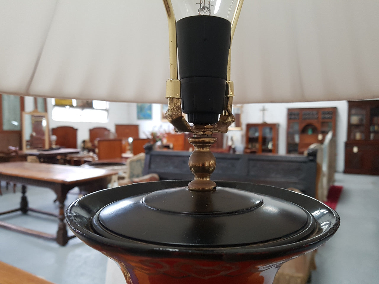 Chinese Lacquered Table Lamp