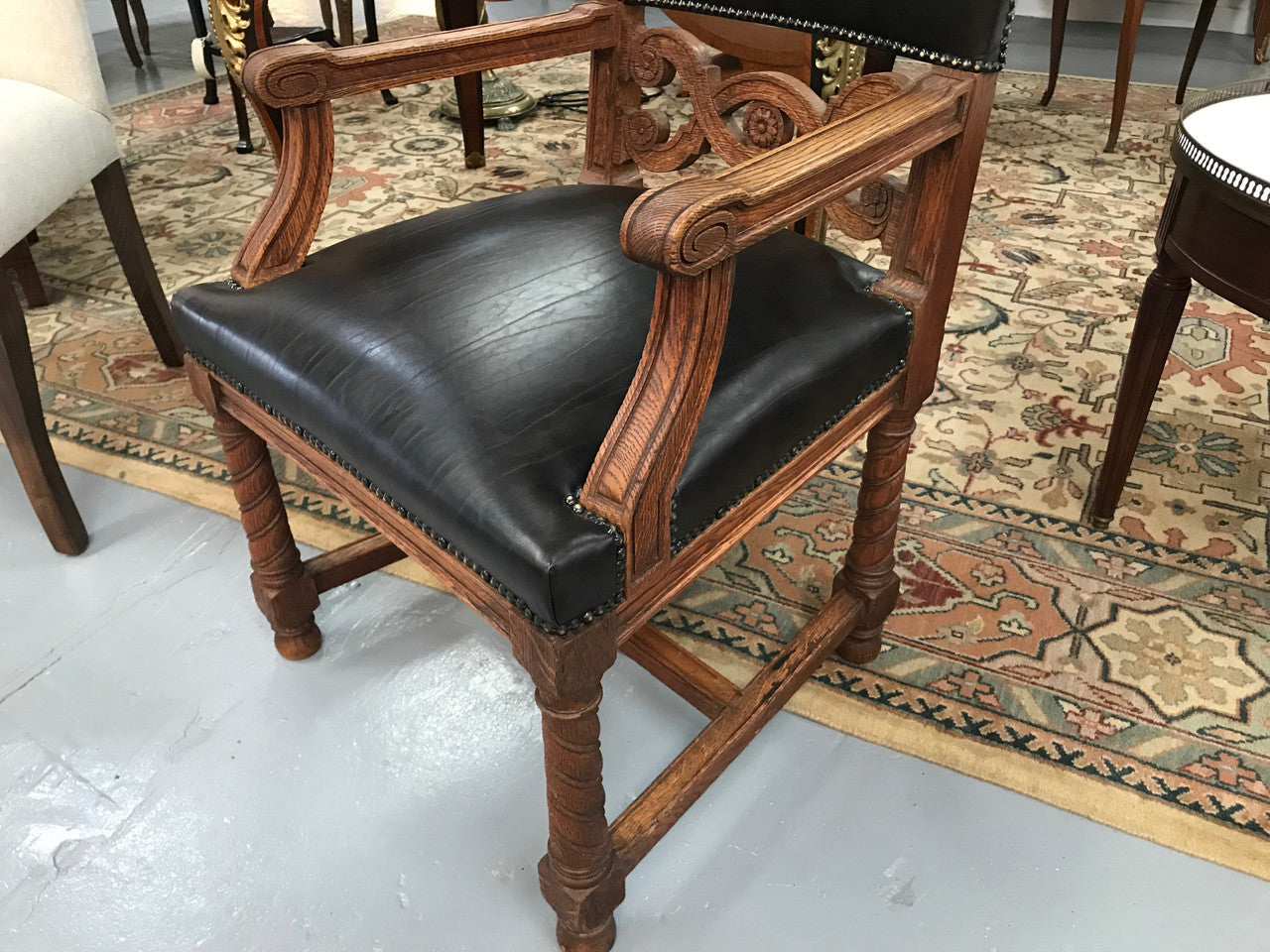 19th Century French Oak Desk Chair | Antique & Vintage | Moonee Ponds Antiques | Australia Wide