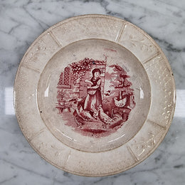 Pink & Cream Staffordshire Childs Plate