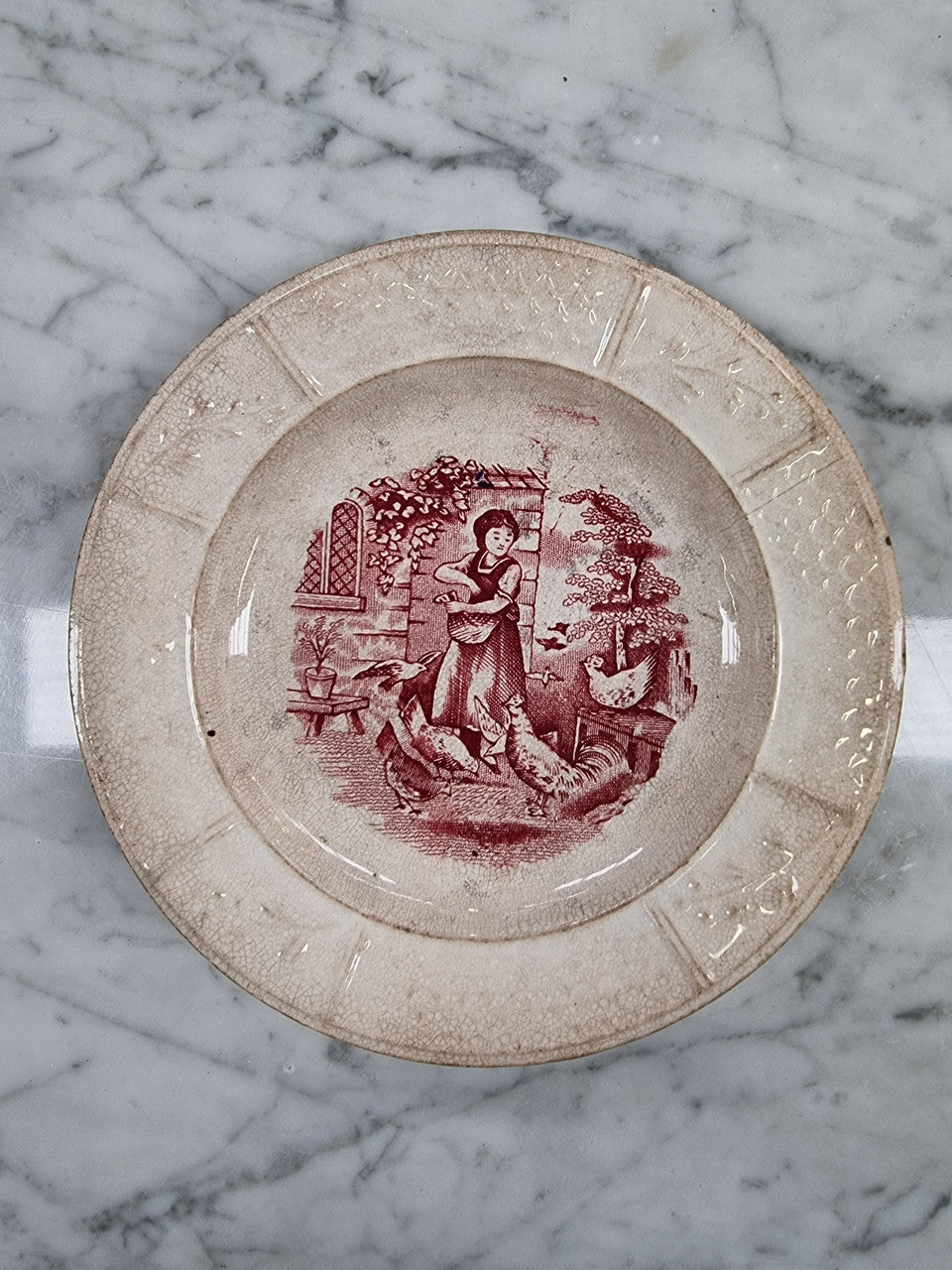 Pink & Cream Staffordshire Childs Plate