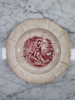 Pink & Cream Staffordshire Childs Plate | Antique & Vintage | Moonee Ponds Antiques | Australia Wide Delivery