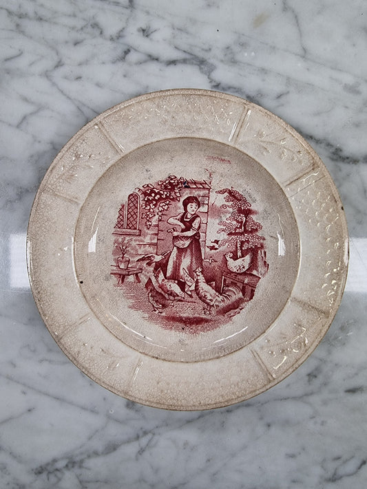 Pink & Cream Staffordshire Childs Plate