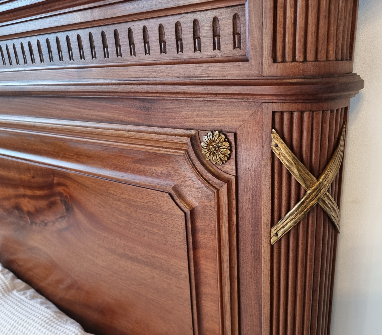 Louis XVI Style Mahogany Queen Size Bed On Original Castors | Antique & Vintage | Moonee Ponds Antiques | Australia Wide Delivery