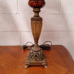 Beautiful Pair of Metal & Glass Lamp Bases with New Gold Shades | Antique & Vintage | Moonee Ponds Antiques | Australia Wide Delivery
