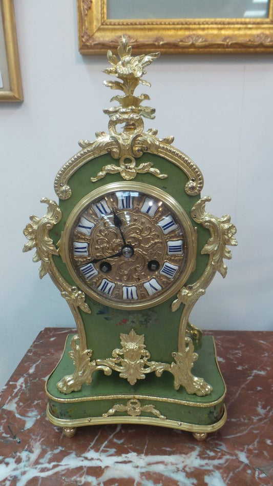 French 19th Century Hand Painted Mantle Clock