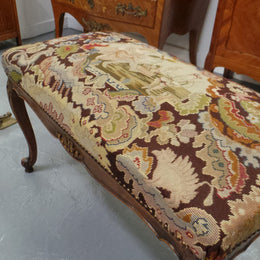 Antique French Louis XV Style Tapestry Stool