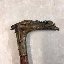 Bronze Leda And Swan Walking Stick