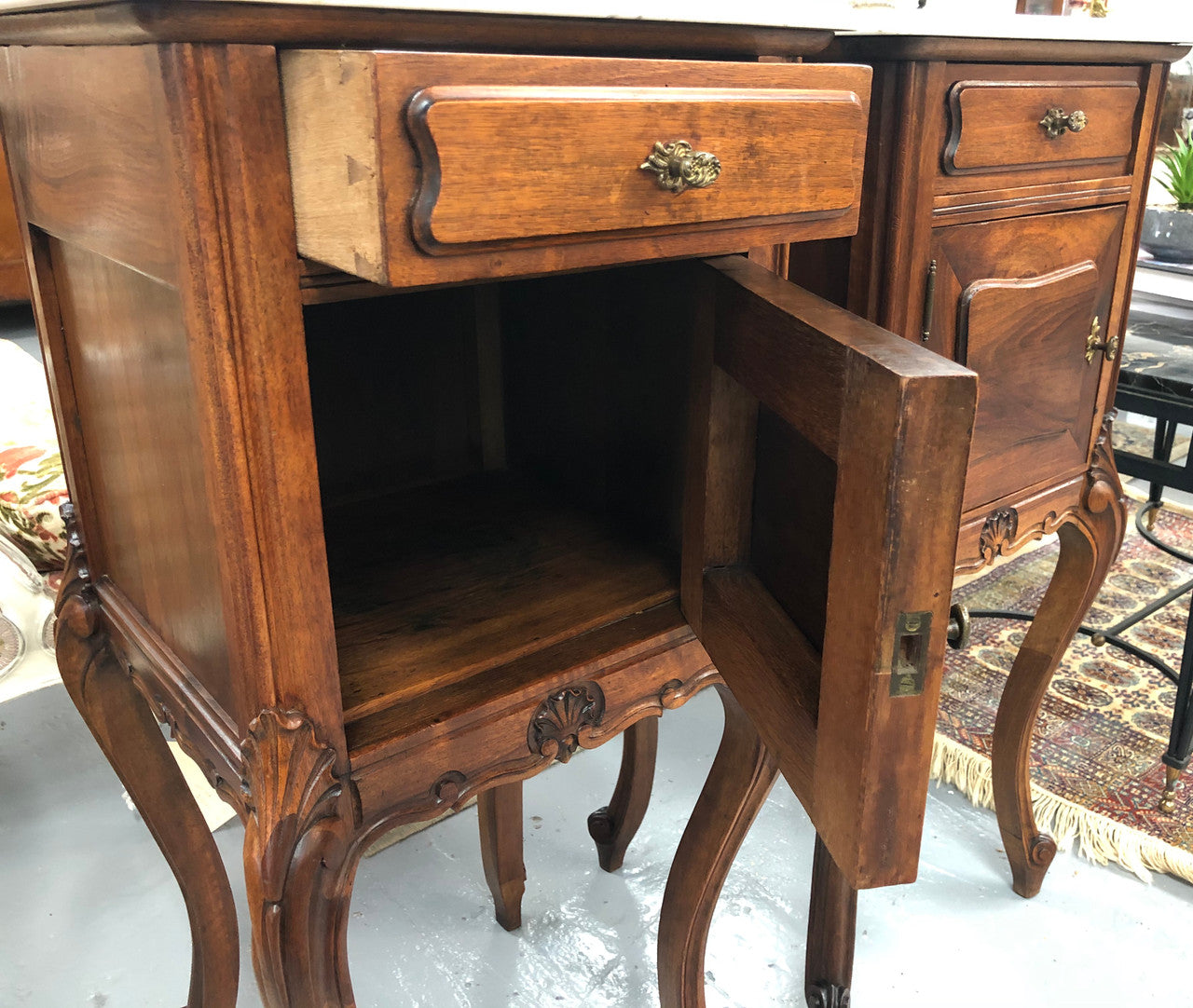 Beautiful pair of French walnut Bedside cabinets | Antique & Vintage | Moonee Ponds Antiques | Australia Wide Delivery